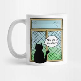 Hand Drawn Illustrations Cat At the Window Mom What is Quarantine Cat Gift Mug